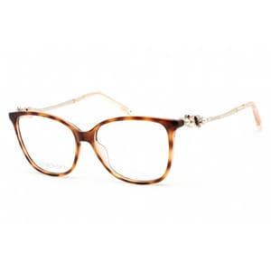 Swarovski Women's Cat-Eye Eyeglasses with a tortoiseshell frame, featuring elegant crystal embellishments on the temples and clear lenses for a sophisticated look.