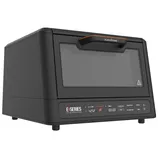 Blackstone E-Series countertop oven with a digital control panel, featuring temperature and timer settings, specifically designed for baking pizzas.