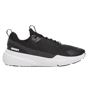 Black and white athletic shoe with mesh upper, cushioned sole, and \“BSR\“ branding on the side.