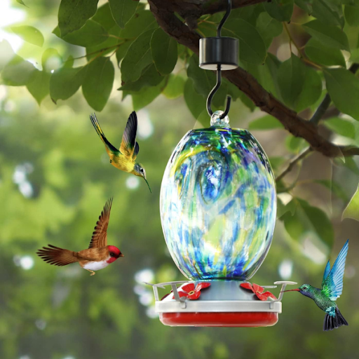 Glass Hummingbird Feeder