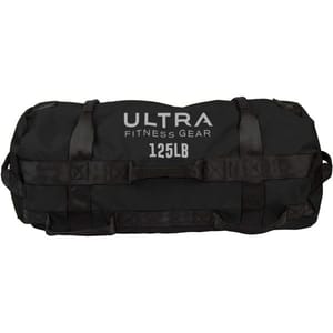 Black sandbag from Ultra Fitness Gear with a weight of 125 pounds.