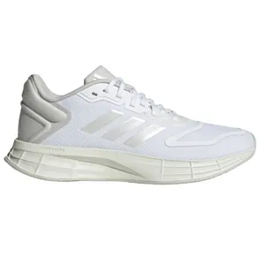 White athletic sneaker with three silver stripes on the side and \“LIGHTMOTION\“ on the sole, featuring a mesh upper and cushioned sole.