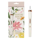 Professional rechargeable manicure pedicure kit with 5 precision nail care heads, featuring floral packaging design.