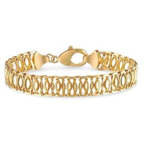 18K gold-plated anklet featuring a double-layered design with interlocking oval links and a secure lobster clasp closure.