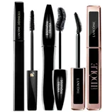 Three full-size Lancôme mascaras, each with different brush designs for varying lash effects, are displayed with the wands removed for viewing.