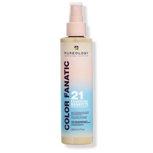 Pureology Color Fanatic Multi-Tasking Leave-In Spray, 200ml/6.7 fl.oz, offers 21 essential benefits for color-treated hair, enhancing texture, protection, and shine.