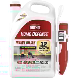 Ortho Home Defense Insect Killer with Comfort Wand offers up to 12 months of indoor and perimeter bug barrier protection, targeting tough home-invading insects. Contains 1.1 gallons (4.16L) of formula with Invisi-Shield technology for continuous spray.