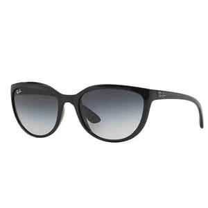 Black Ray-Ban sunglasses with cat-eye frames and gradient lenses.