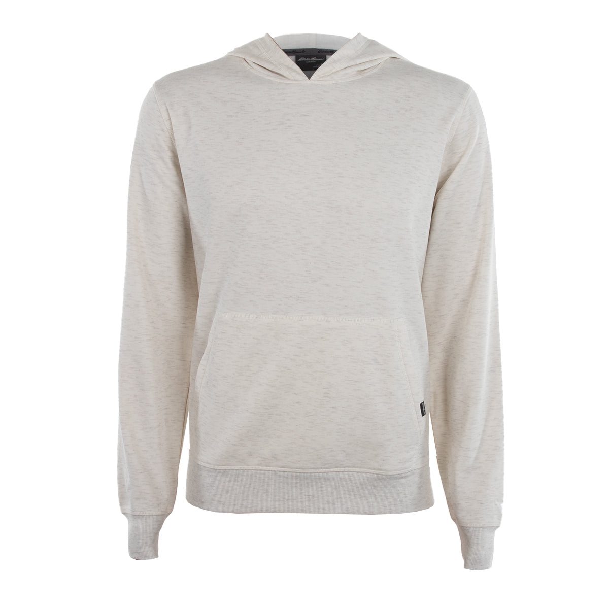 A light gray, long-sleeve hoodie featuring a front kangaroo pocket and a subtle heathered texture. Designed for comfort with a simple, classic fit and ribbed cuffs and hem.