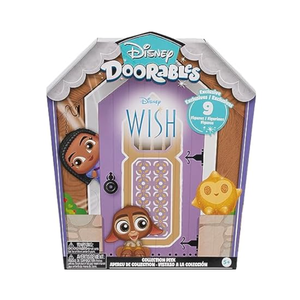 Disney Doorables Wish Collection Peek, featuring exclusive figures, includes nine characters based on the Disney Wish theme, suitable for ages 5 and up.