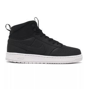 Black Nike high-top sneaker with a white sole and the Nike logo on the side.