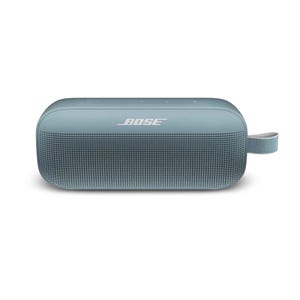 A blue Bose portable Bluetooth speaker with a carrying strap.