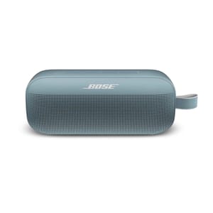 A blue Bose portable Bluetooth speaker with a carrying strap.