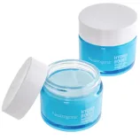 Two blue jars of Neutrogena Hydro Boost Water Gel with white lids, containing a hydrating gel formula.