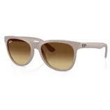 Beige Ray-Ban sunglasses with a classic wayfarer style and gradient brown lenses.