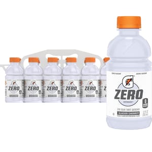 Pack of Gatorade Zero Sugar Thirst Quencher in Glacier Cherry flavor, each bottle is 12 fl oz.
