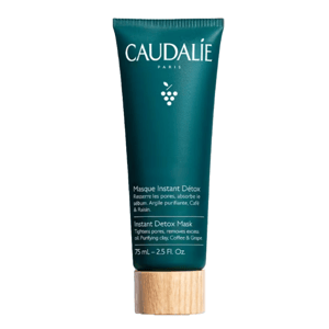 Caudalie Instant Detox Mask, 75 mL, tightens pores and removes excess oil with purifying clay, coffee, and grape.