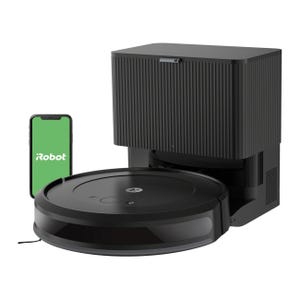 The Roomba j8+ Self-Emptying Vacuum is a robotic vacuum cleaner with an automatic dirt disposal system and app connectivity, allowing for hands-free operation and scheduling via a smartphone.