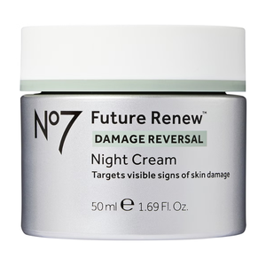 No7 Future Renew Damage Reversal Night Cream, 50 ml (1.69 Fl. Oz.), targets visible signs of skin damage.