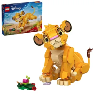LEGO Disney The Lion King set featuring a buildable lion cub, 222 pieces, suitable for ages 6 and up. Includes a small insect accessory.