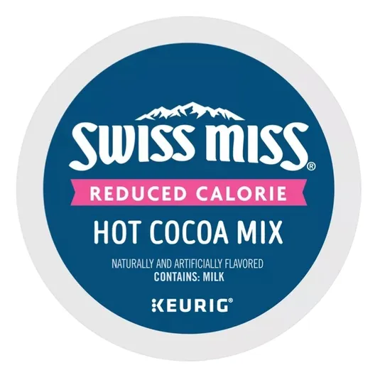 Swiss Miss Reduced Calorie Hot Cocoa Mix, naturally and artificially flavored, contains milk. Made for use with Keurig machines.