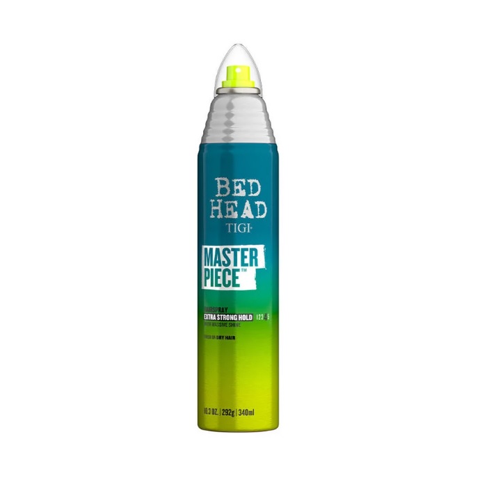 Bed Head by TIGI Masterpiece Hairspray offers extra strong hold and massive shine. Size: 10.0 oz / 292g / 340ml.