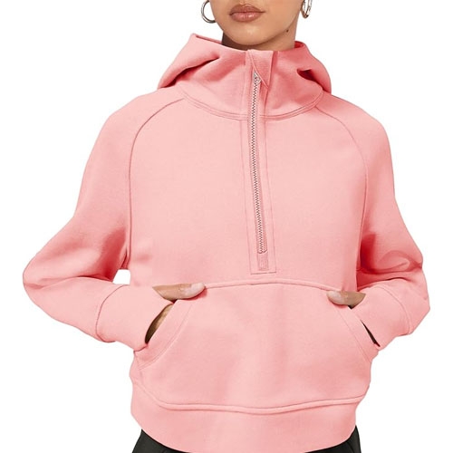 a pink half zip hoodie