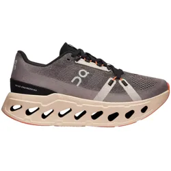 Running shoe with distinctive cut-out sole, featuring mesh upper and labeled as \“Swiss Engineering\“ with \“CloudTec Phase\“ technology.