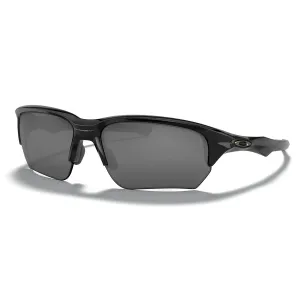 Black semi-rimless sunglasses with a sleek design, featuring dark lenses and a small logo on the side of the frame.