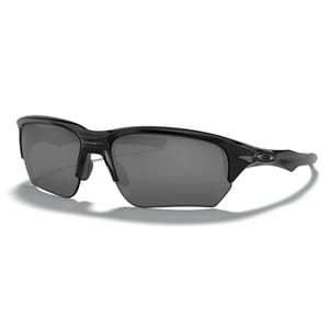 Black semi-rimless sunglasses with a sleek design, featuring dark lenses and a small logo on the side of the frame.