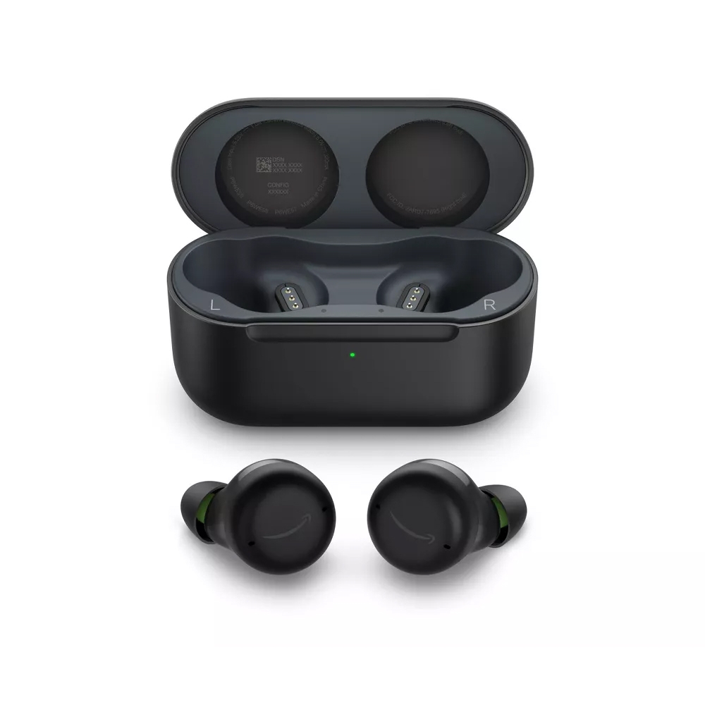 True wireless earbuds with a sleek black charging case.