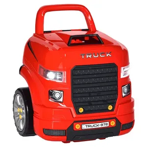 Red toy truck suitcase with handle, featuring a detailed truck front design and labeled \“TRUCK-978.\“