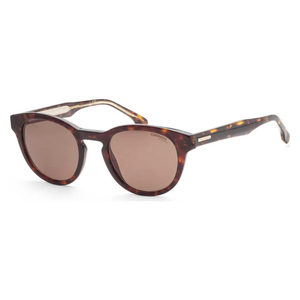 Tortoise-shell colored sunglasses with round lenses, featuring the Carrera brand logo on the frame.