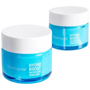 2-pack Neutrogena Hydro Boost Water Gel with Hyaluronic Acid in blue jars with white lids.