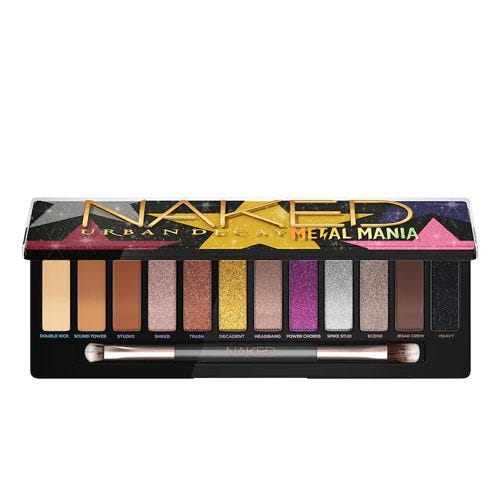 Urban Decay Naked eyeshadow palette featuring a range of metallic shades.