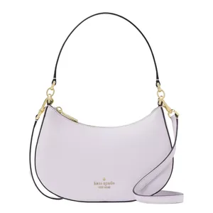 A light purple Kate Spade New York shoulder bag featuring gold hardware, a zip closure, and an adjustable strap.