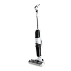 Bissell Cordless Wet/Dry Vacuum; a sleek, lightweight floor cleaner combining vacuuming and washing functions. It features a long handle, a detachable tank, and a roller brush, designed for easy maneuverability and efficient cleaning on various surfaces.