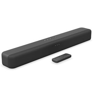 Amazon Fire TV Soundbar, a sleek black device with built-in Fire TV features, comes with a remote control. Ideal for enhancing TV audio and streaming capabilities.