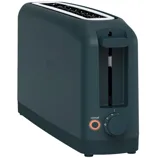 A sleek, dark teal toaster with a side lever, a cancel button, and a browning control dial ranging from 1 to 6.