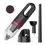 Handheld vacuum cleaner with a charging cord, stand, extension wand, and brush attachment.