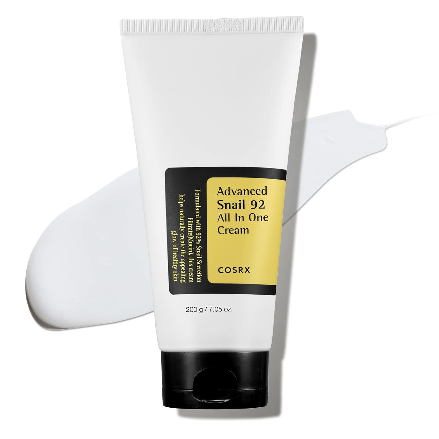 CosRx Advanced Snail 92 All In One Cream is a moisturizer formulated with 92% snail secretion filtrate, designed to hydrate and promote the repair and rejuvenation of the skin. Size: 200g / 7.05 oz.