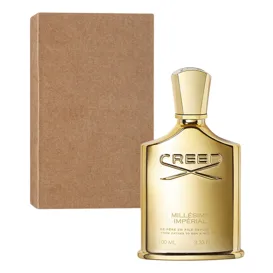Gold bottle of Creed Millésime Impérial Eau de Parfum 100 ml with a plain brown box.