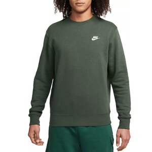 Dark green Nike sweatshirt with long sleeves and a crew neckline, featuring the Nike logo on the left chest.