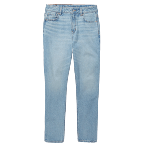 Light blue denim jeans with a classic five-pocket design and belt loops.