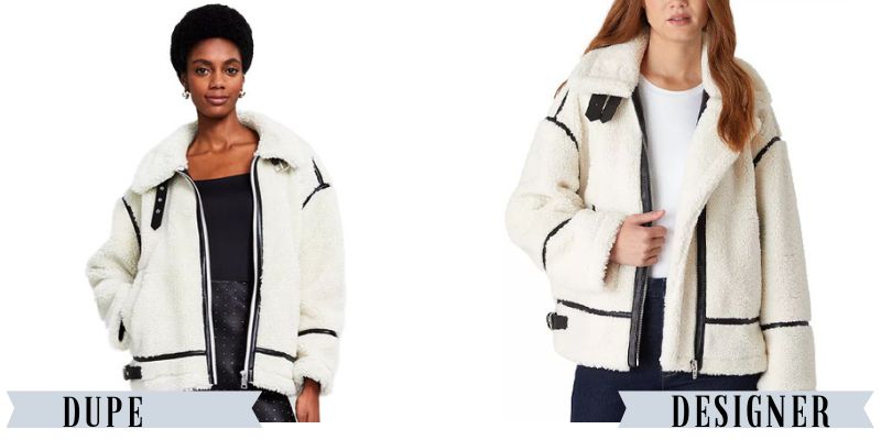A sherpa jacket from Macy's besides a similar jacket from Blank NYC.