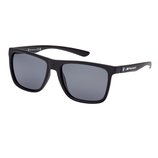 Black sunglasses with a sleek rectangular frame, featuring the BMW M Motorsport logo on the temple.