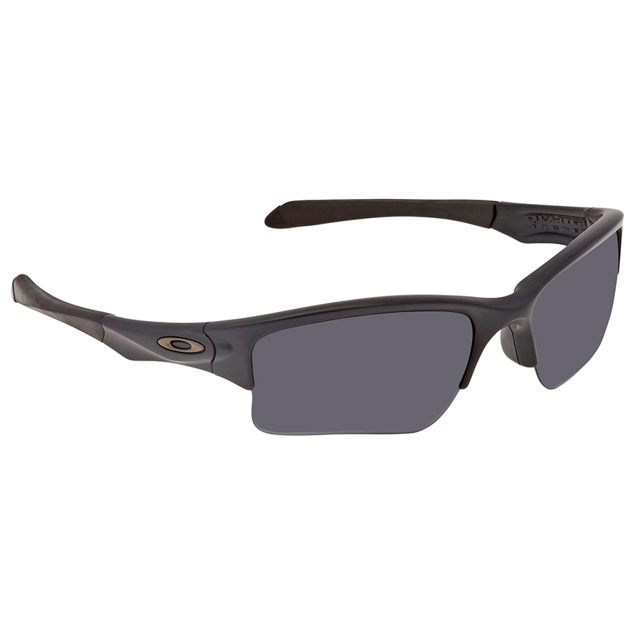 A pair of dark-lensed, sporty sunglasses with a streamlined frame.