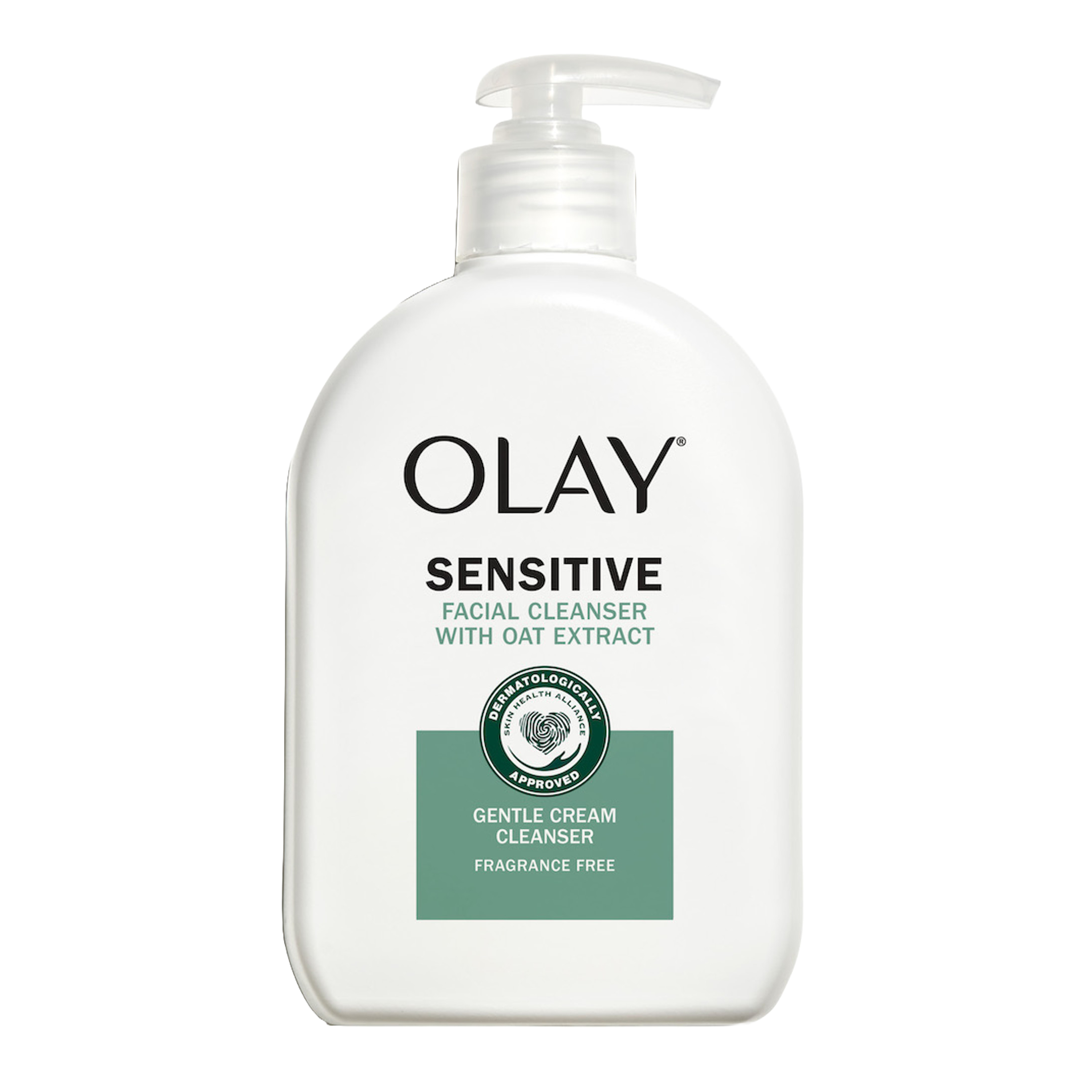 Olay Sensitive Facial Cleanser with Oat Extract is a gentle cream cleanser, fragrance-free and dermatologically approved, designed for sensitive skin.
