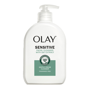 Olay Sensitive Facial Cleanser with Oat Extract is a gentle cream cleanser, fragrance-free and dermatologically approved, designed for sensitive skin.