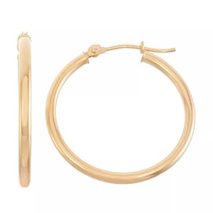 10K Gold Hoop Earrings from Kohl's, featuring a polished, classic circular design with a secure latch-back closure.